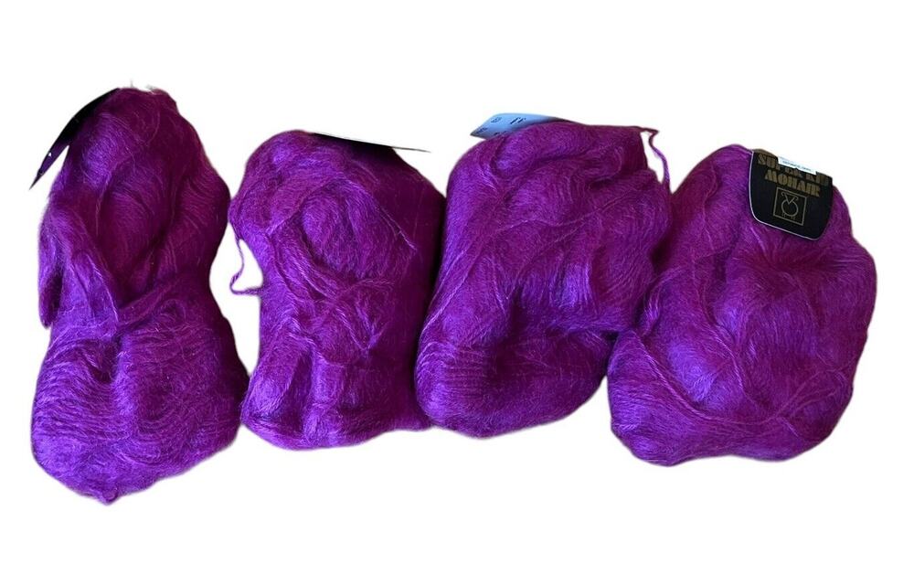 Tahki Super Kid Mohair (80%) Acrylic (20%) Magenta 4 Skeins Very Soft
